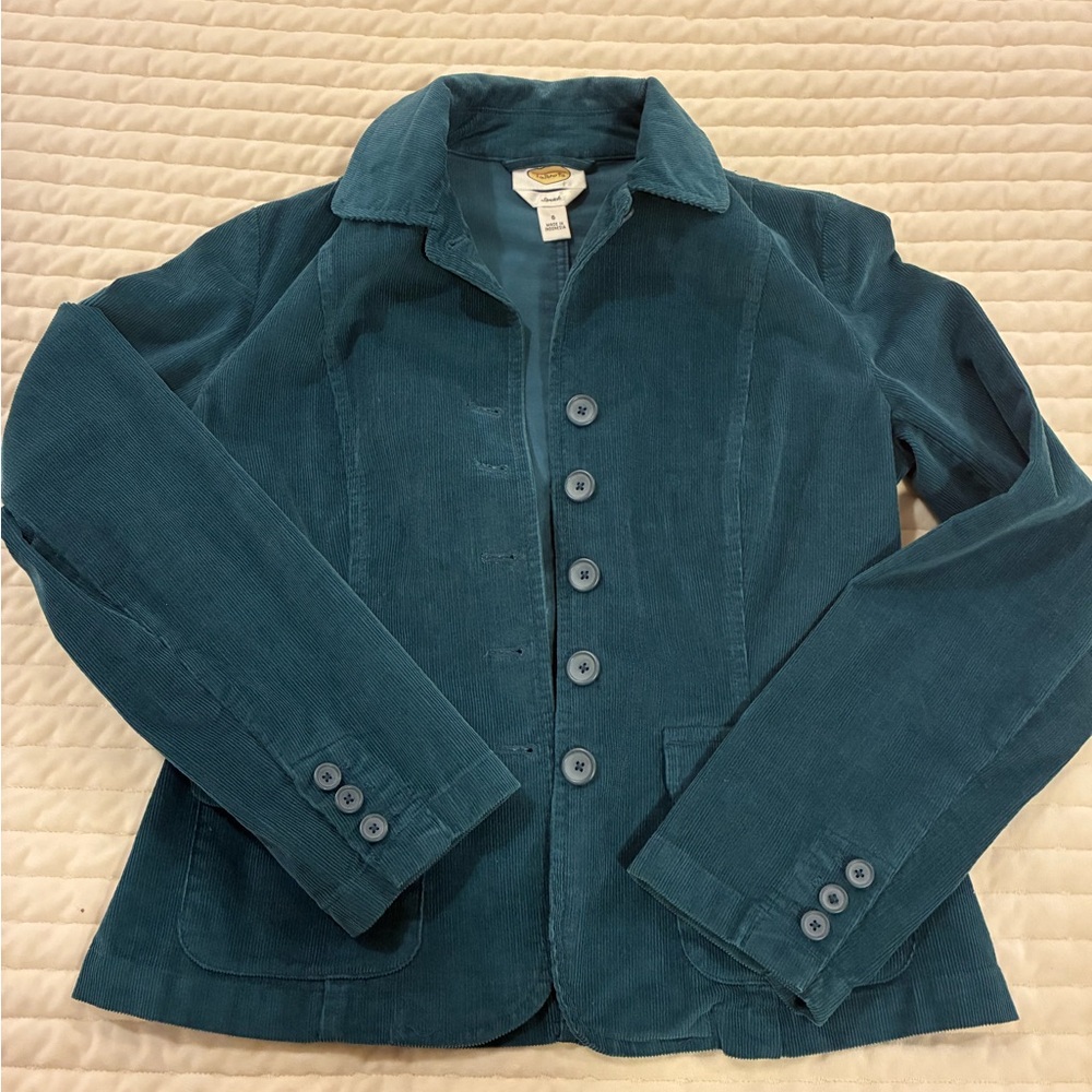 Talbots Teal Corduroy Blazer Size 6 Stretch - Picture 2 of 11